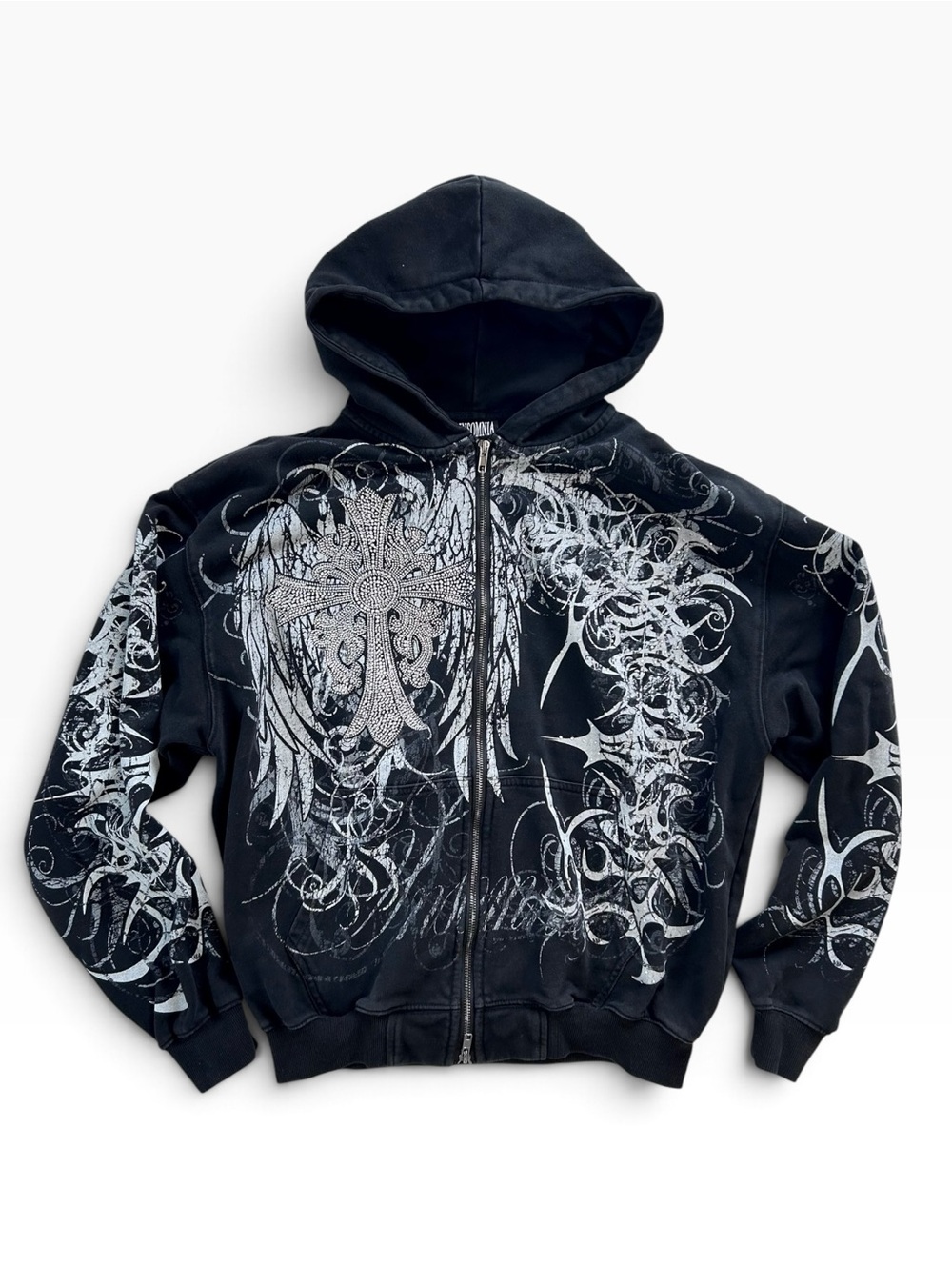 Y2K Affliction Style Metal Grunge Graphic Zip-Up Hoodie by Insomnia